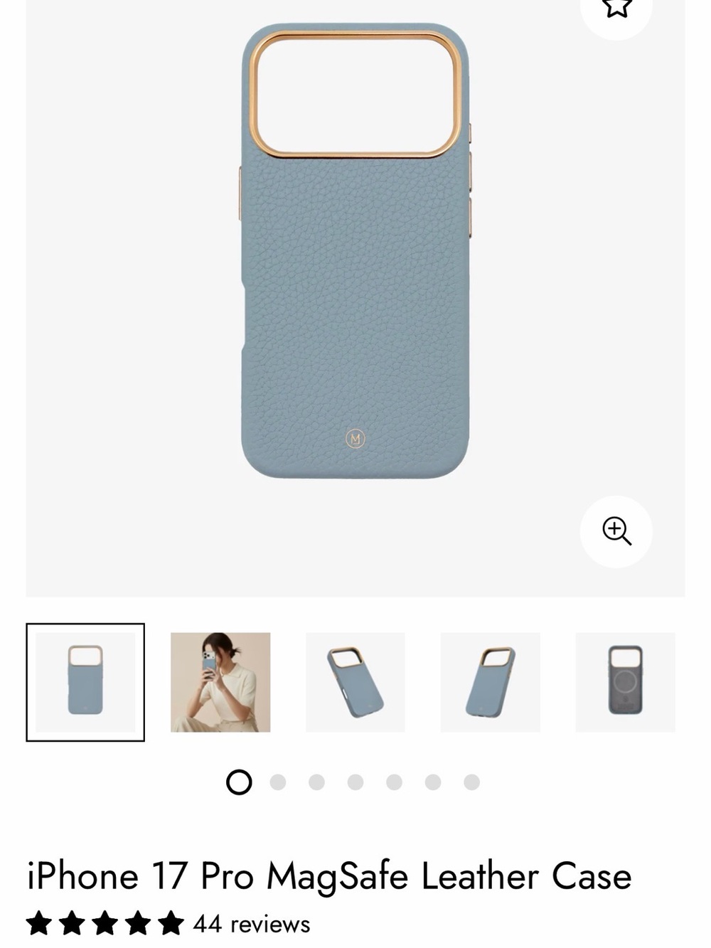 MACARON Blue Leather iPhone Case with Gold Trim